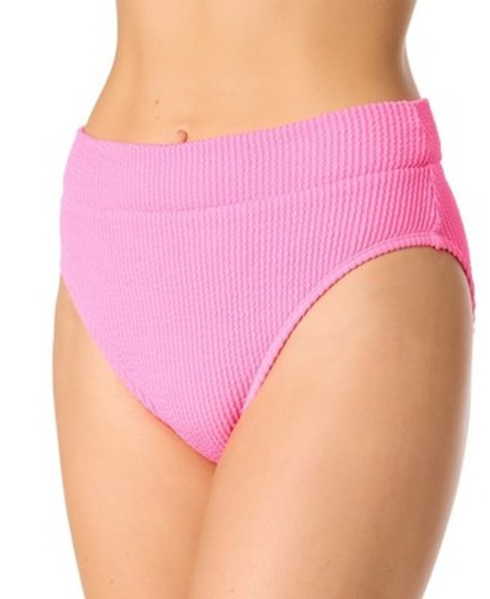 Salt + Cove Ribbed Banded High-Waisted Swim Bottoms Juniors L Malibu Pink PullOn